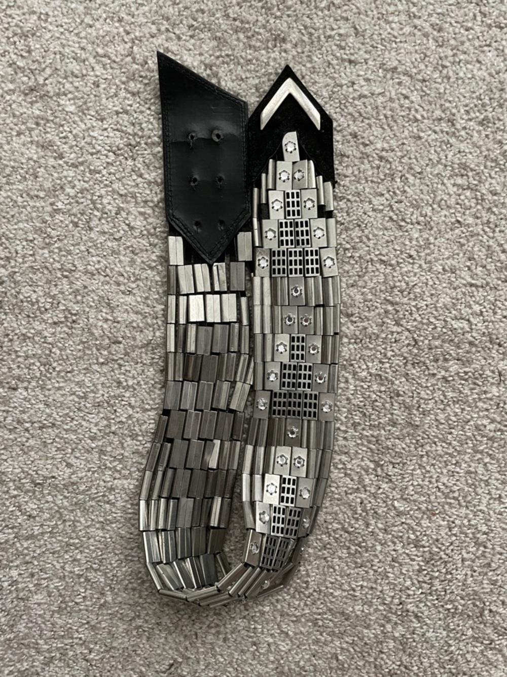 Topshop Black Silver Metallic Link Statement Belt, Size S